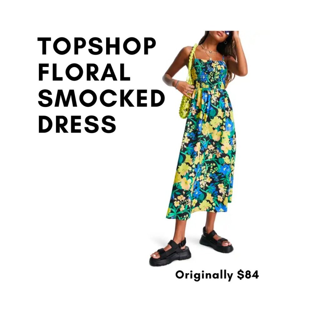 Topshop Floral Smocked Dress